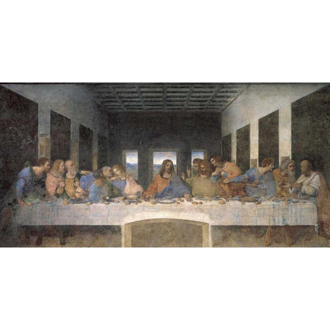 L ultima cena Black Modern Wood Framed Art Print with Double Matting by Da Vinci, Leonardo