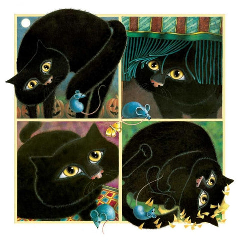 A Cat Never Tells White Modern Wood Framed Art Print with Double Matting by Seeley, Laura