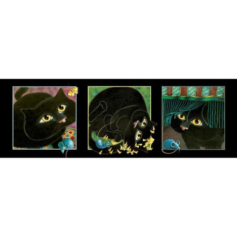 A Cat Never Tells-Trio I Gold Ornate Wood Framed Art Print with Double Matting by Seeley, Laura