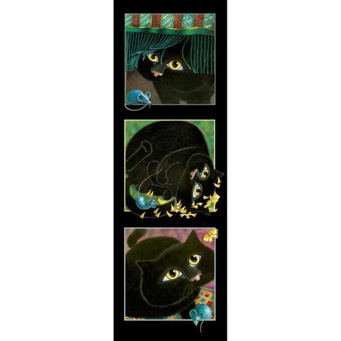 A Cat Never Tells-Trio II Black Modern Wood Framed Art Print with Double Matting by Seeley, Laura