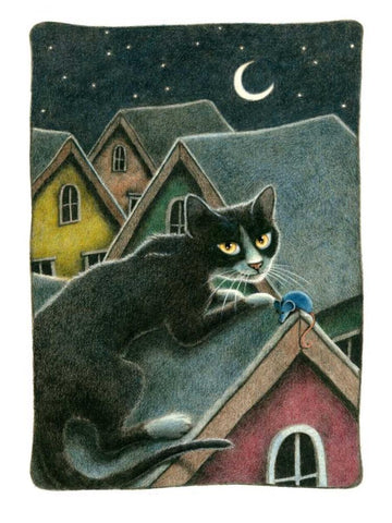 Night Shift (with Mouse) Black Ornate Wood Framed Art Print with Double Matting by Seeley, Laura