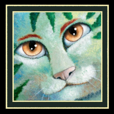 Party Time (Detail Green) Black Ornate Wood Framed Art Print with Double Matting by Seeley, Laura