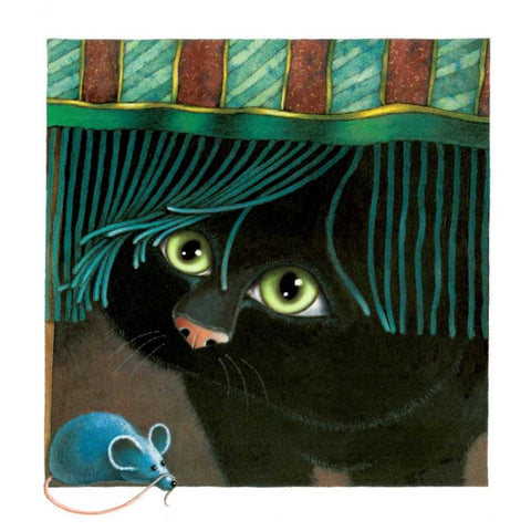 Peek-A-Boo (Green) White Modern Wood Framed Art Print with Double Matting by Seeley, Laura