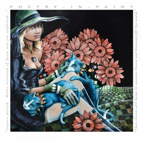 Hints Revealed-Poetry in Paint White Modern Wood Framed Art Print with Double Matting by Seeley, Laura