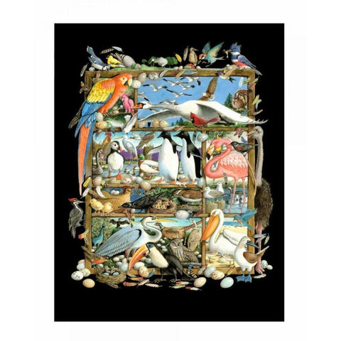 Shadowbox Hunt -Birds of a Fea Gold Ornate Wood Framed Art Print with Double Matting by Seeley, Laura