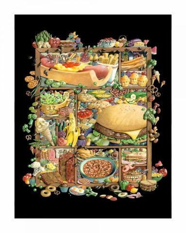 Shadowbox Hunt -Food for Thoug Black Ornate Wood Framed Art Print with Double Matting by Seeley, Laura