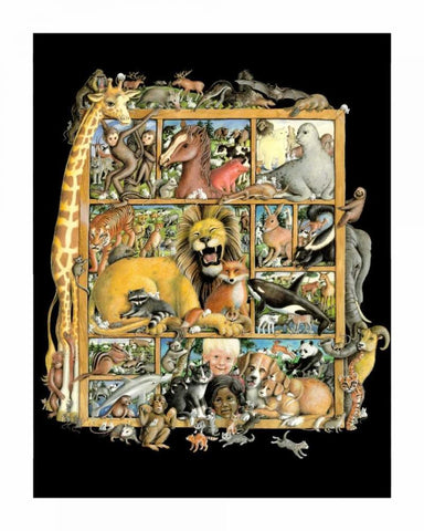 Shadowbox Hunt -Mammal Menager Black Ornate Wood Framed Art Print with Double Matting by Seeley, Laura