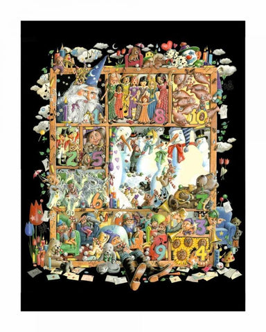 Shadowbox Hunt -Count to Ten White Modern Wood Framed Art Print with Double Matting by Seeley, Laura