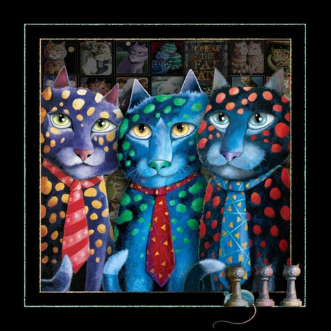 The Corporate Cats (Black Ches Black Modern Wood Framed Art Print by Seeley, Laura