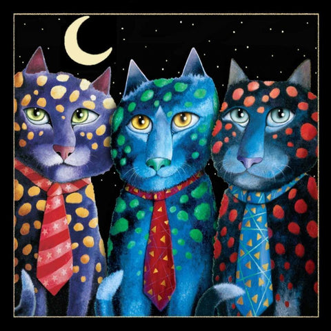 The Corporate Cats (Black)) Gold Ornate Wood Framed Art Print with Double Matting by Seeley, Laura