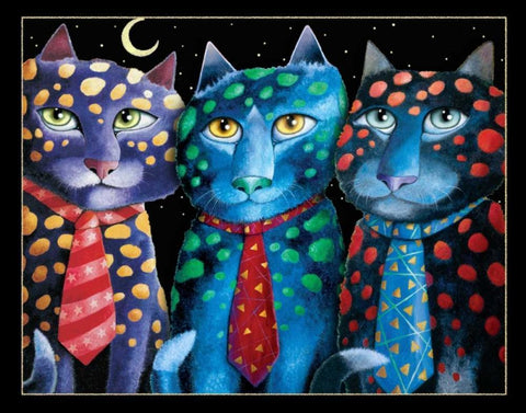 The Corporate Cats White Modern Wood Framed Art Print with Double Matting by Seeley, Laura