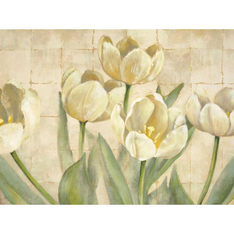 White Tulips on Ivory White Modern Wood Framed Art Print by Mckee, Lauren