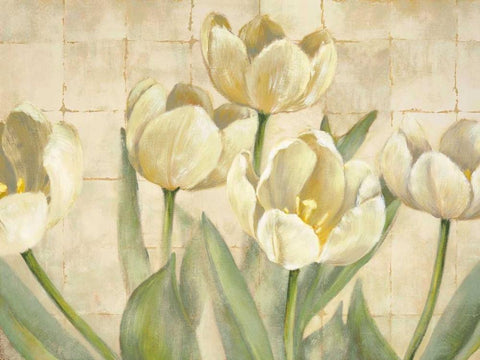 White Tulips on Ivory White Modern Wood Framed Art Print with Double Matting by Mckee, Lauren