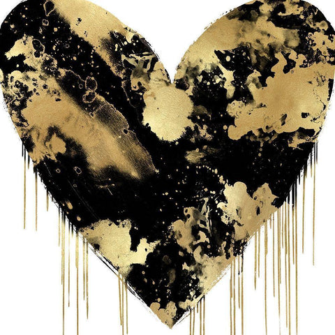 Big Hearted Black and Gold Black Modern Wood Framed Art Print with Double Matting by Rodgers, Lindsay