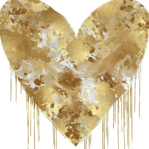 Big Hearted Gold and White White Modern Wood Framed Art Print with Double Matting by Rodgers, Lindsay