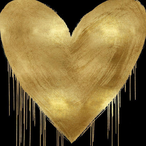 Big Hearted Gold on Black White Modern Wood Framed Art Print by Rodgers, Lindsay