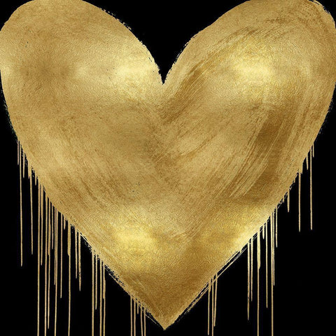 Big Hearted Gold on Black Black Ornate Wood Framed Art Print with Double Matting by Rodgers, Lindsay