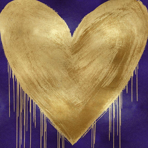 Big Hearted Gold on Purple White Modern Wood Framed Art Print by Rodgers, Lindsay