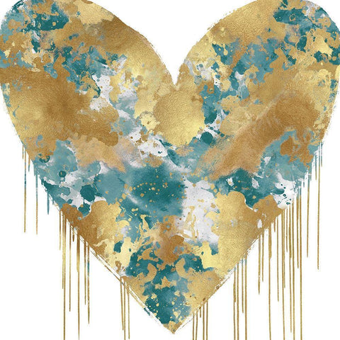 Big Hearted Green and Gold Gold Ornate Wood Framed Art Print with Double Matting by Rodgers, Lindsay