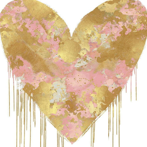 Big Hearted Pink and Gold Black Modern Wood Framed Art Print with Double Matting by Rodgers, Lindsay