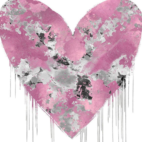 Big Hearted Pink and Silver Black Modern Wood Framed Art Print with Double Matting by Rodgers, Lindsay