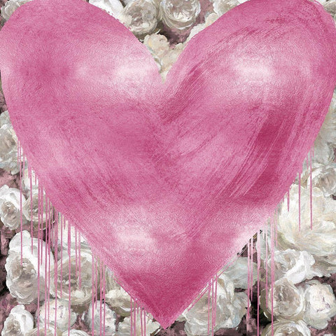 Big Hearted Pink on Flowers Black Ornate Wood Framed Art Print with Double Matting by Rodgers, Lindsay