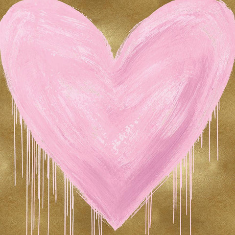 Big Hearted Pink on Gold White Modern Wood Framed Art Print by Rodgers, Lindsay