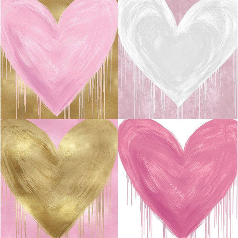 Big Hearted Quartet II Gold Ornate Wood Framed Art Print with Double Matting by Rodgers, Lindsay