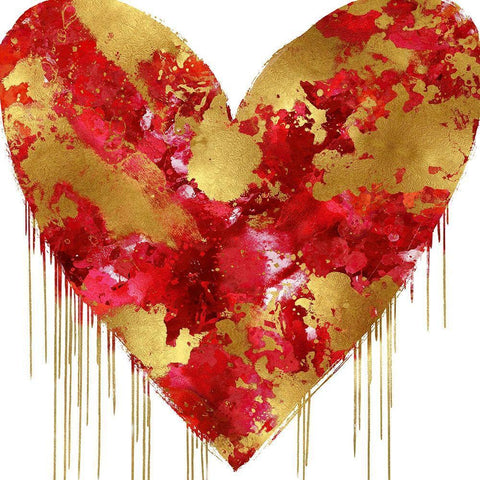 Big Hearted Red and Gold White Modern Wood Framed Art Print with Double Matting by Rodgers, Lindsay