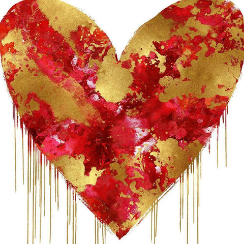 Big Hearted Red and Gold Black Modern Wood Framed Art Print with Double Matting by Rodgers, Lindsay