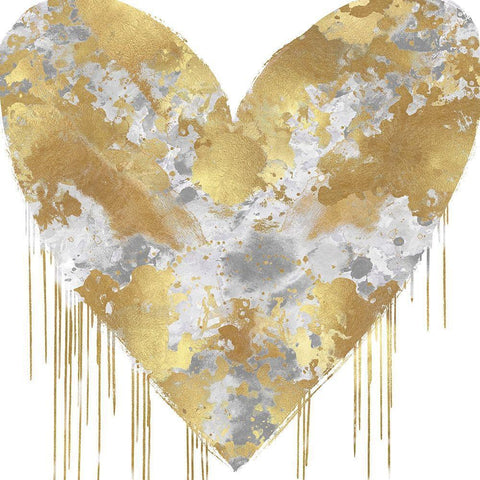 Big Hearted Silver and Gold White Modern Wood Framed Art Print with Double Matting by Rodgers, Lindsay