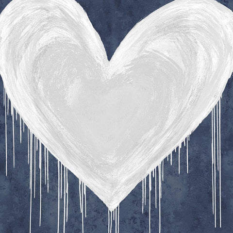 Big Hearted White on Blue White Modern Wood Framed Art Print with Double Matting by Rodgers, Lindsay