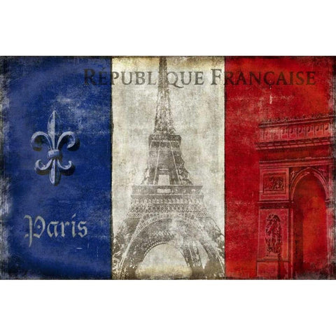 Republique Francaise Black Modern Wood Framed Art Print with Double Matting by Wilson, Luke