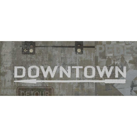 Downtown Black Modern Wood Framed Art Print with Double Matting by Wilson, Luke