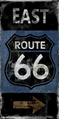 Route 66 East White Modern Wood Framed Art Print with Double Matting by Wilson, Luke