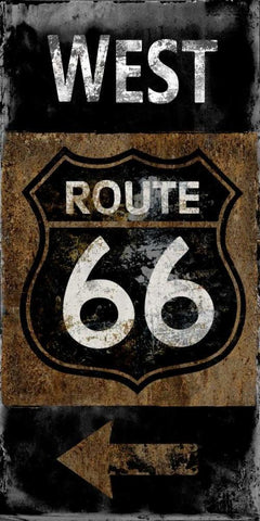 Route 66 West Black Ornate Wood Framed Art Print with Double Matting by Wilson, Luke