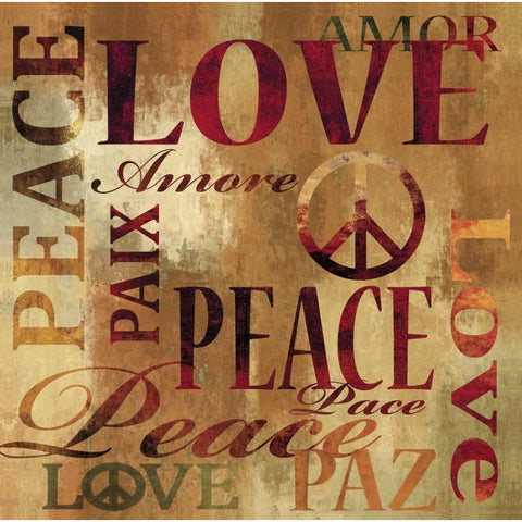 Peace and Love Black Modern Wood Framed Art Print with Double Matting by Wilson, Luke