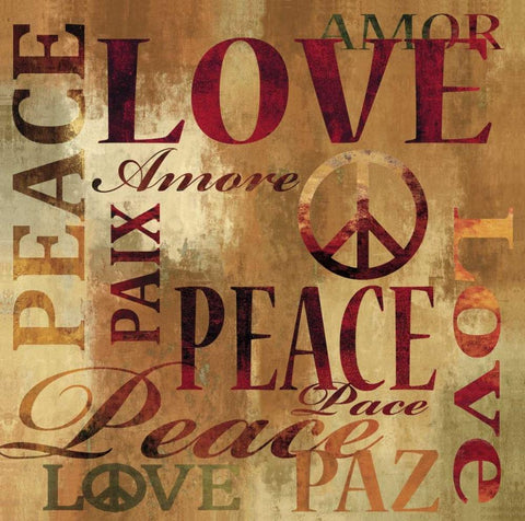 Peace and Love Black Ornate Wood Framed Art Print with Double Matting by Wilson, Luke