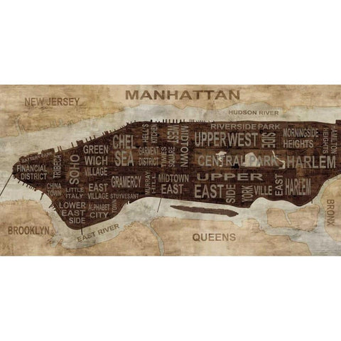 Manhattan Neighborhoods Gold Ornate Wood Framed Art Print with Double Matting by Wilson, Luke