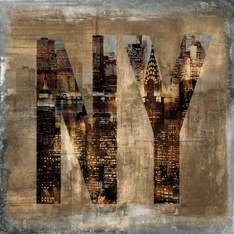 NY Revealed Black Modern Wood Framed Art Print with Double Matting by Wilson, Luke