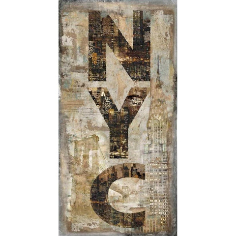 NYC Vertical Black Modern Wood Framed Art Print with Double Matting by Wilson, Luke