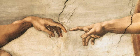 Creazione di Adamo-particol White Modern Wood Framed Art Print with Double Matting by Michelangelo