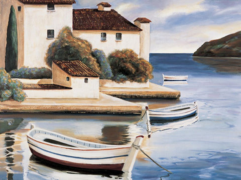 Lake Villa I Black Ornate Wood Framed Art Print with Double Matting by Cooper, Michael