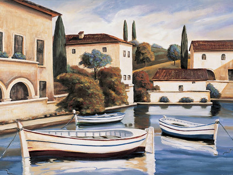 Lake Villa II Black Ornate Wood Framed Art Print with Double Matting by Cooper, Michael