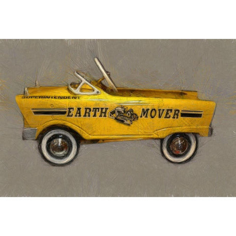 Earth Mover Pedal Car Gold Ornate Wood Framed Art Print with Double Matting by Calkins, Michelle