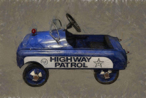 Highway Patrol Pedal Car  White Modern Wood Framed Art Print with Double Matting by Calkins, Michelle