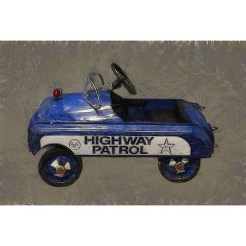 Highway Patrol Pedal Car  White Modern Wood Framed Art Print by Calkins, Michelle