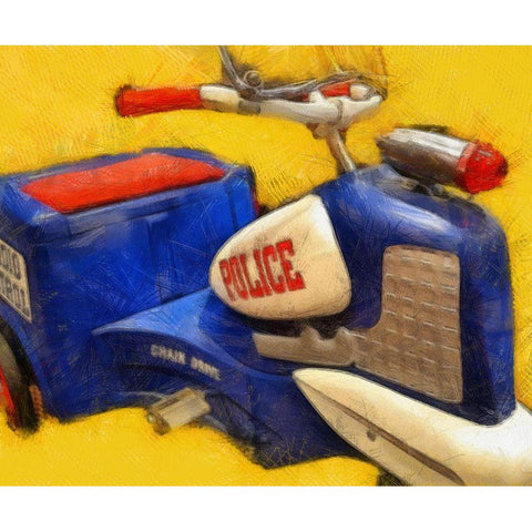 Police Tricycle White Modern Wood Framed Art Print by Calkins, Michelle