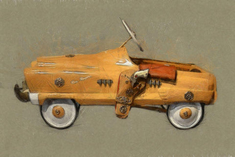 Roy Rogers Pedal Car Black Ornate Wood Framed Art Print with Double Matting by Calkins, Michelle