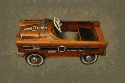 Super Sport Pedal Car Black Ornate Wood Framed Art Print with Double Matting by Calkins, Michelle